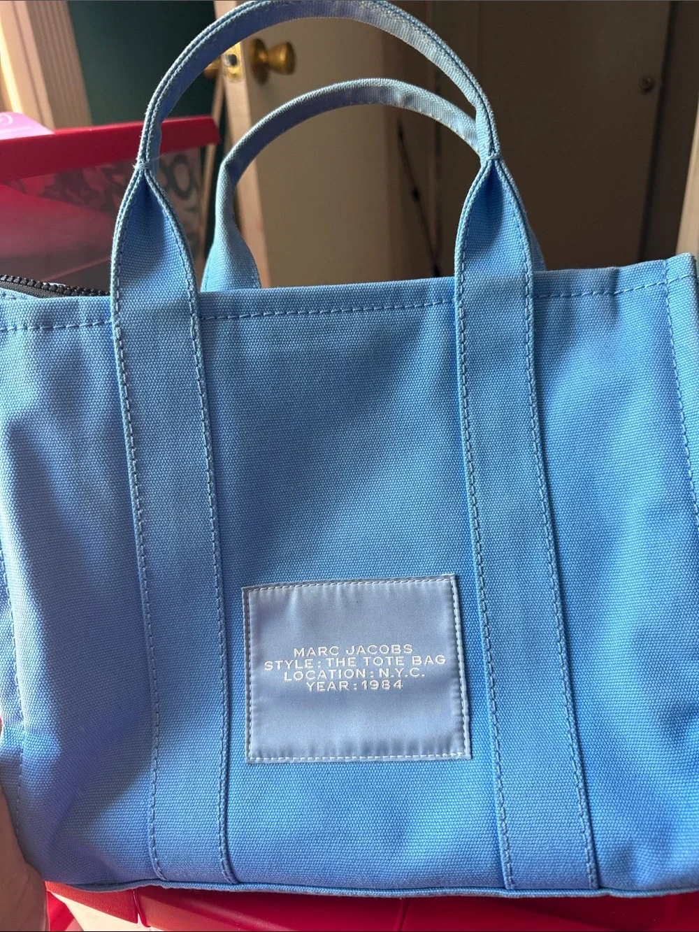 Marc Jacobs blue canvas tote bag used